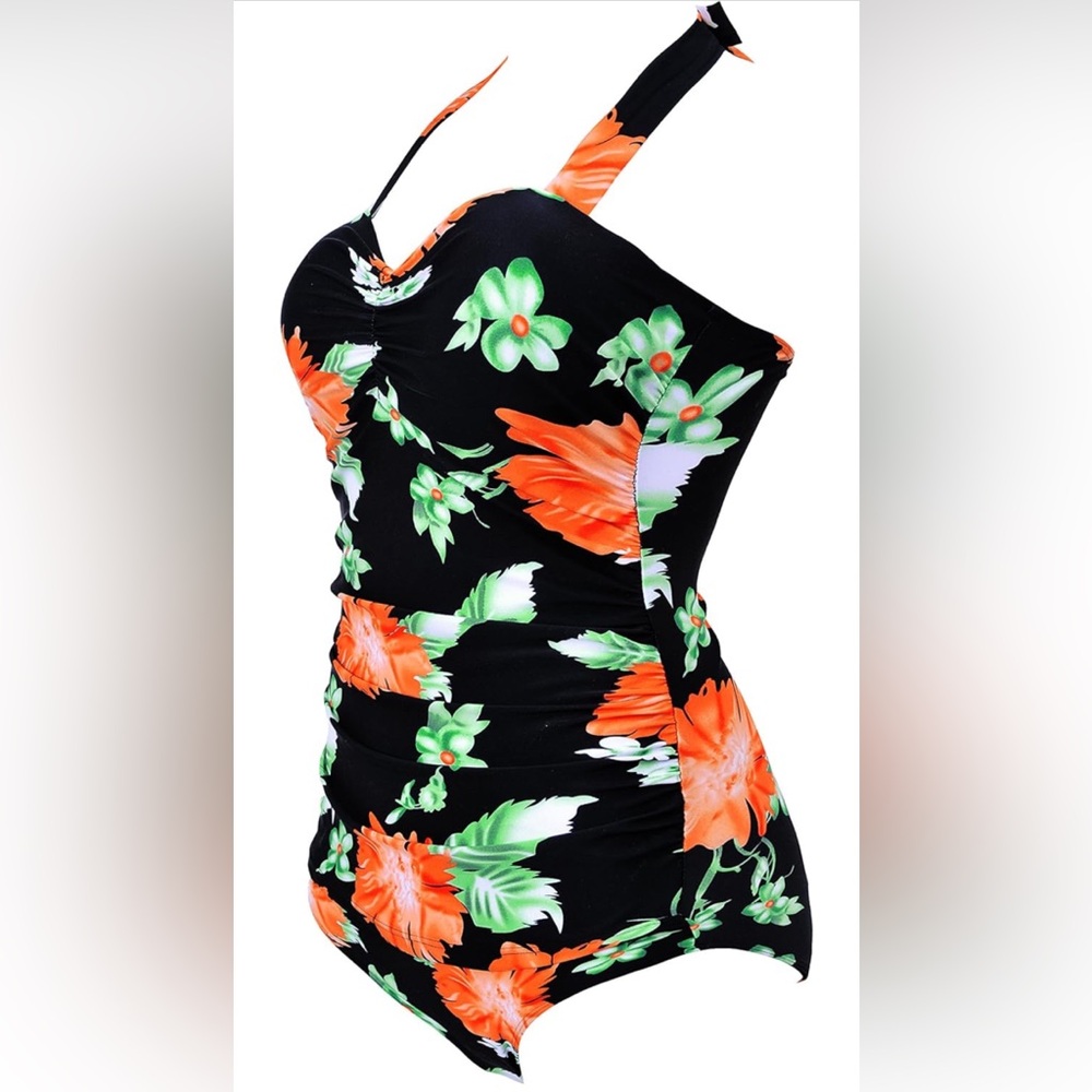 Summer Mae 50s Retro Vintage One Piece Pin Up Monokinis Swimsuit, X-Large - Picture 2 of 9